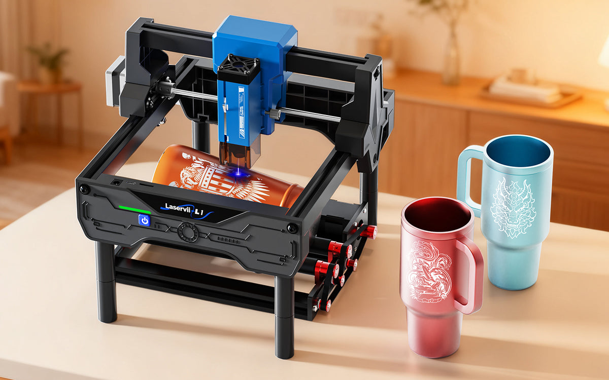 It Features a Rotating Shaft Capable of 360° Engraving on Small, Medium, And large Cylinders.